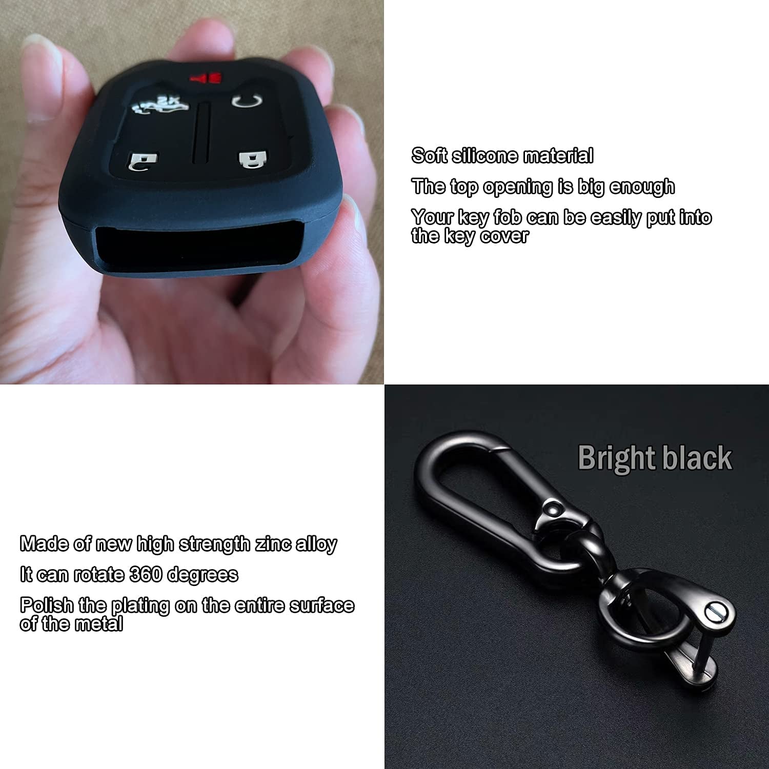 2PCS Silicone Smart Key Fob Case Cover for 2023 2022 2021 2020 2019 Chevy Silverado and GMC Sierra 1500 2500HD 3500HD, Remote Protector Accessories Holder(5-Button, Black and Blue)